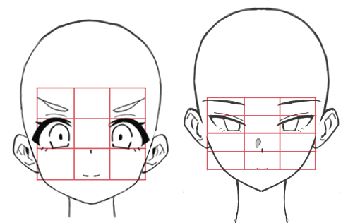 rostro anime manga, como dibujar cabezas anime